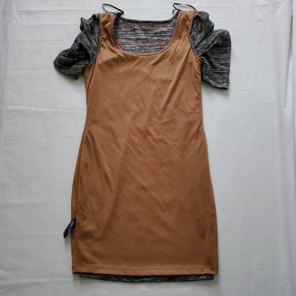 Forever 21 Women’s Square Neck Striped Puff Sleeve Bodycon Knit Dress Medium - Picture 7 of 16